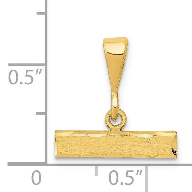 14k Yellow Gold Diamond Cut Finish Top Charm Pendant