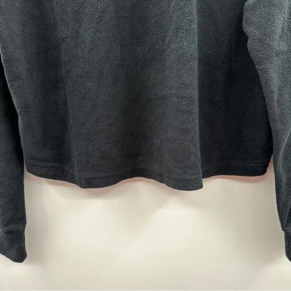 Aerie‎ Terry Cloth Muted Black Long Sleeve Cinch Pullover Sweater Sz XS NEW