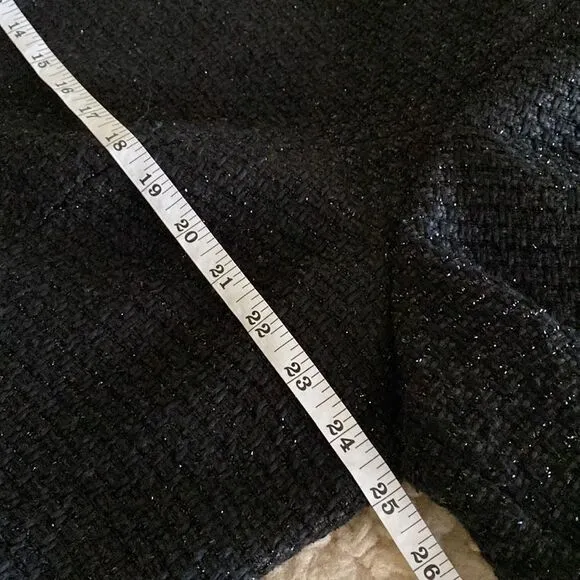 Alfred Dunner Women Size 18W Black Metallic Long Sleeve Open Front Tweed Jacket