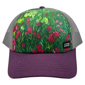 American Basin Wildflowers | Trucker Hat | 100% Organic Cotton Wine Brim   100% Recycled Grey Mesh
