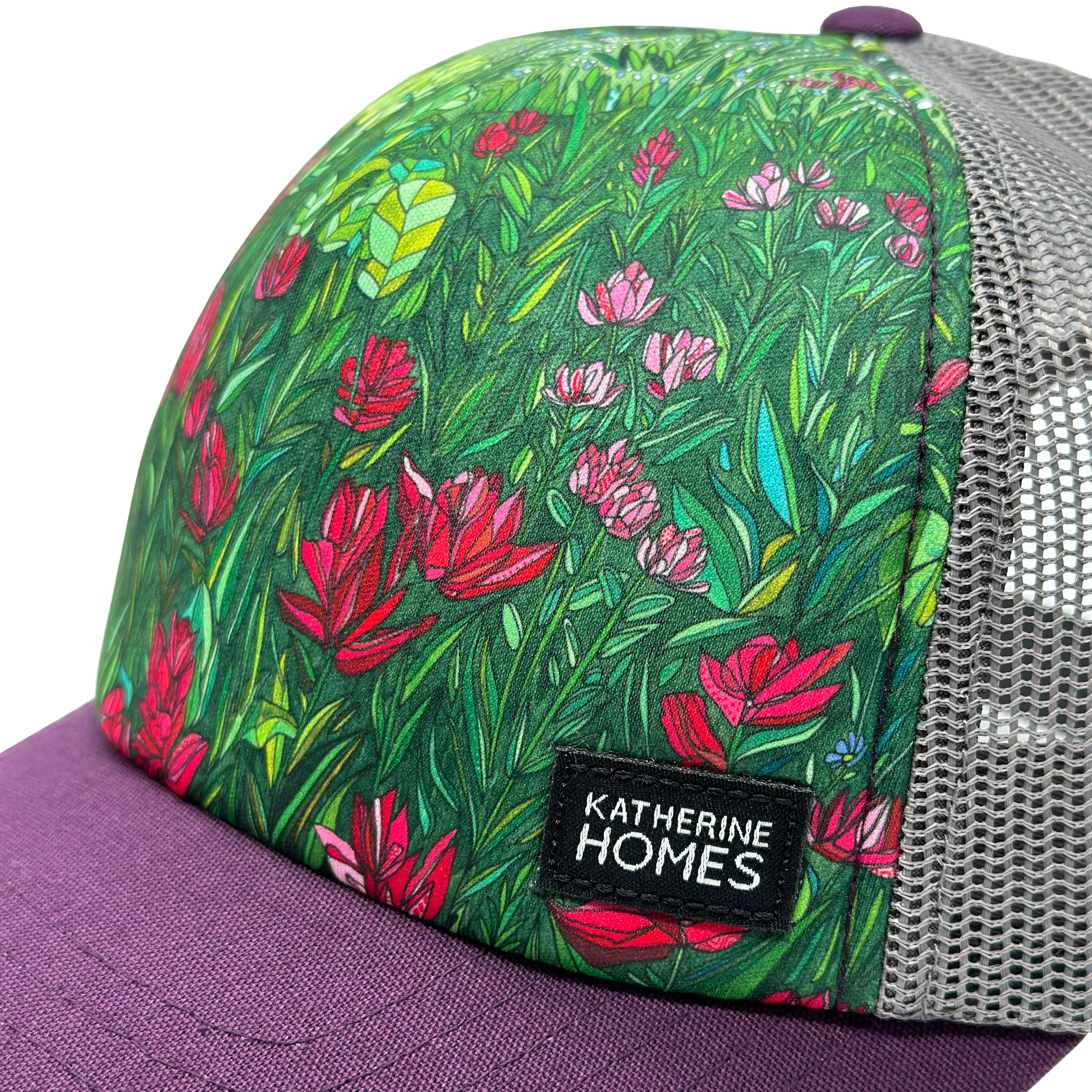 American Basin Wildflowers | Trucker Hat | 100% Organic Cotton Wine Brim   100% Recycled Grey Mesh