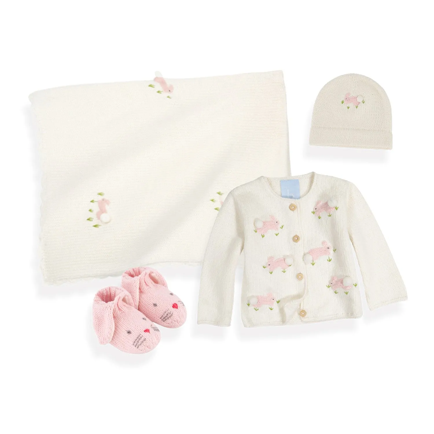 Applique Hat -- Ivory w/ Rose Bunny