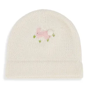 Applique Hat -- Ivory w/ Rose Bunny