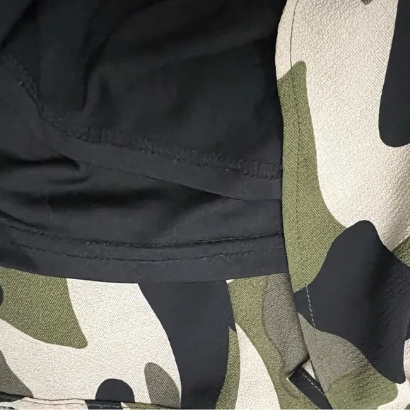 ASOS Black Green &amp; Khaki Camo Midi Asymmetrical Tiered Ruffle Warp Skirt Sz L