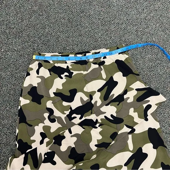 ASOS Black Green &amp; Khaki Camo Midi Asymmetrical Tiered Ruffle Warp Skirt Sz L