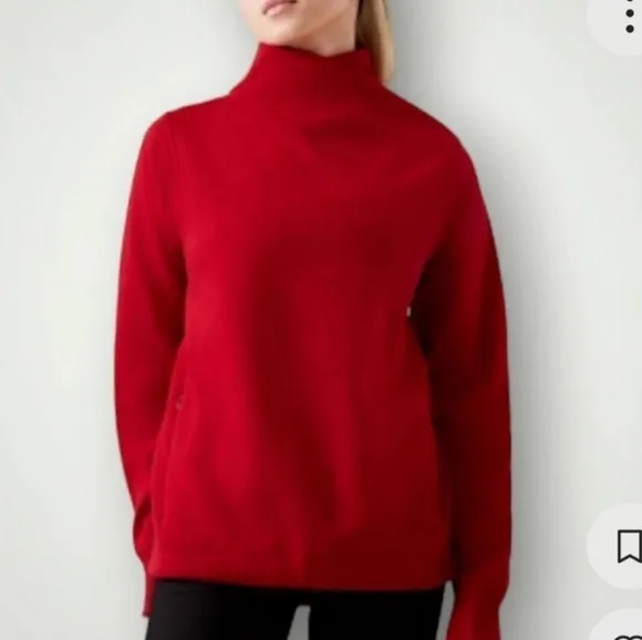 Athleta Karma Twist Neck Sweater Pullover Red Women S/ P  cozy Outdoor Casual