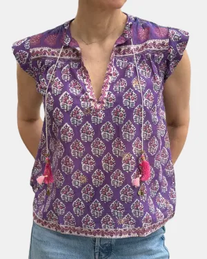 AUBRY TOP IN PURPLE PRINT