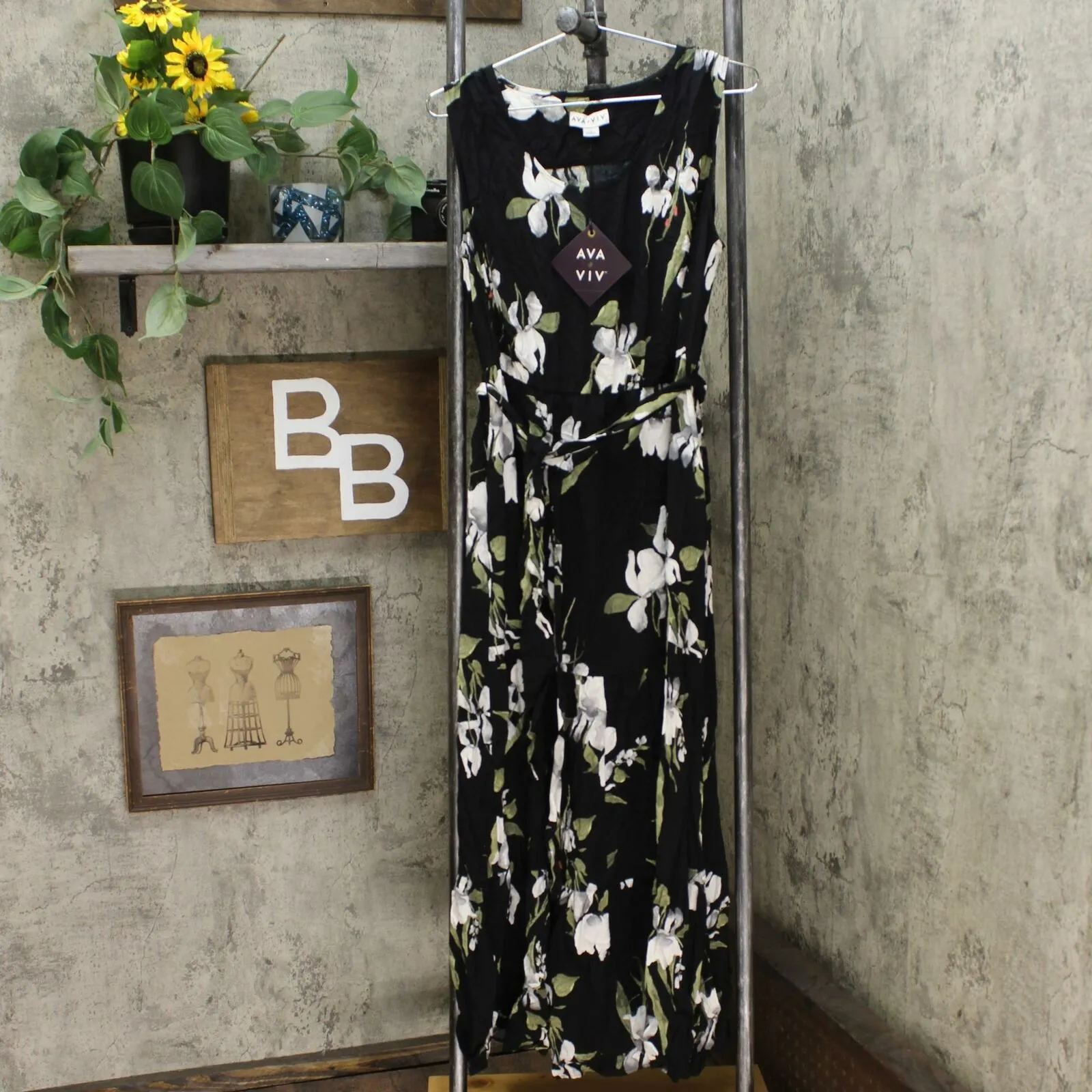 Ava & Viv Women's Plus Size Floral Sleeveless Tiered Maxi Dress