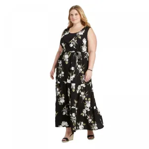 Ava & Viv Women's Plus Size Floral Sleeveless Tiered Maxi Dress