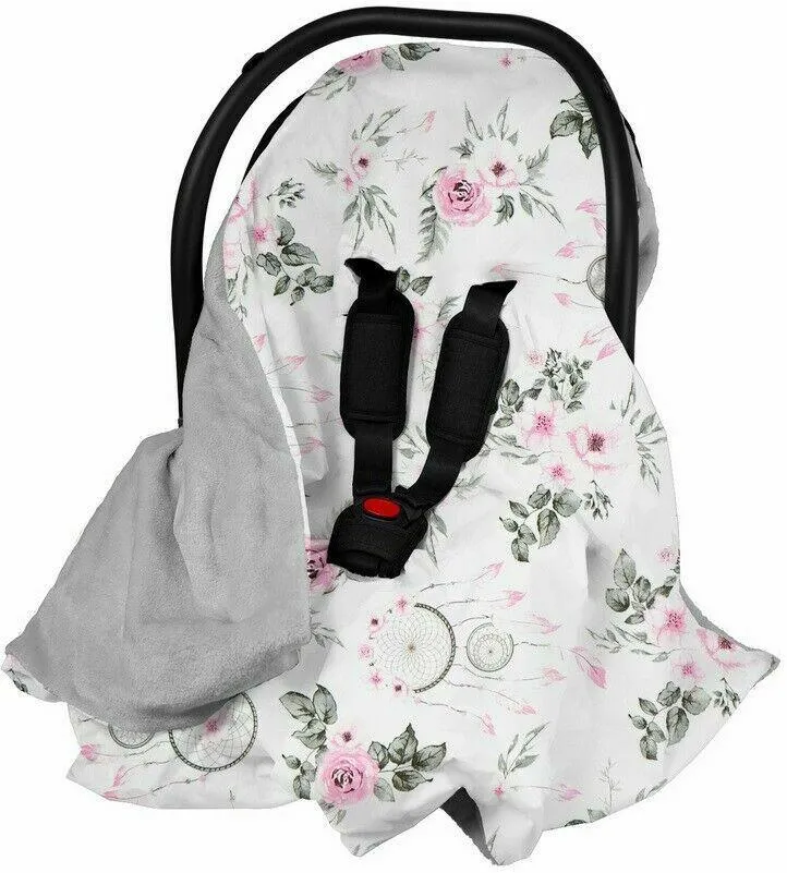 Baby Blanket Car Seat Reversible Wrap Plush Soft Double Sided Cotton 100X100cm Grey-Dream Catcher