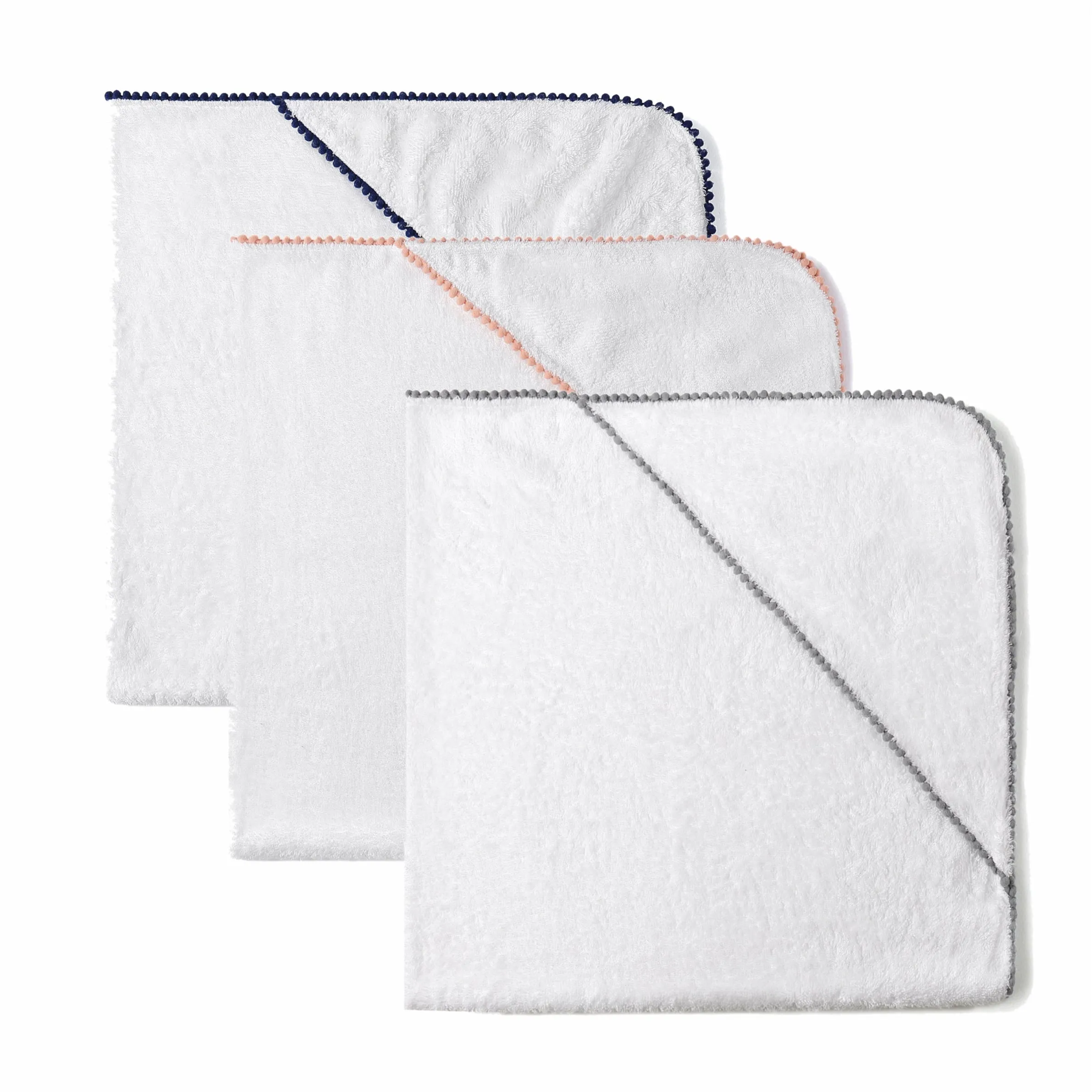 Bamboo Cotton Pom Pom Hoodel Baby Towel