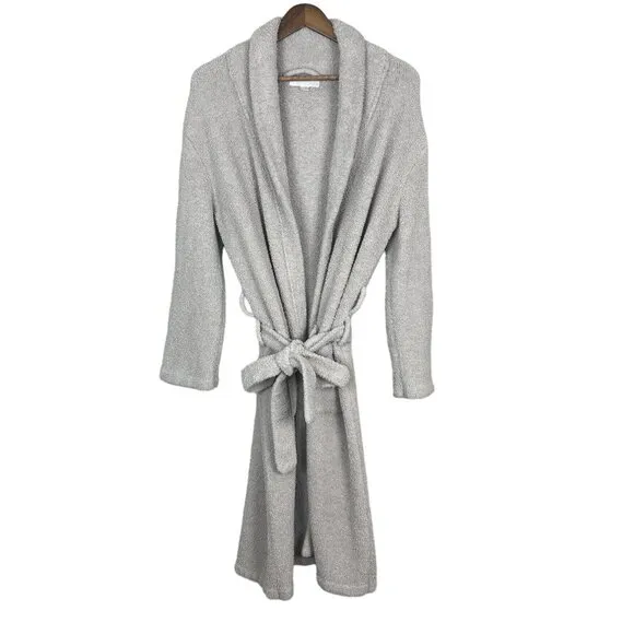Barefoot Dreams 1 Robe Womens Small Beige Cozy Chic Plush Microfiber Long Belted