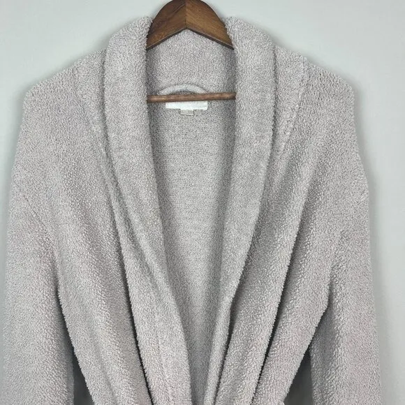 Barefoot Dreams 1 Robe Womens Small Beige Cozy Chic Plush Microfiber Long Belted