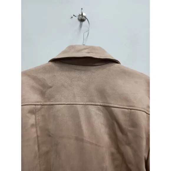 BB Dacota Steve Maden Womens Moto Jacket XXL Beige Faux Suede Streetwear New