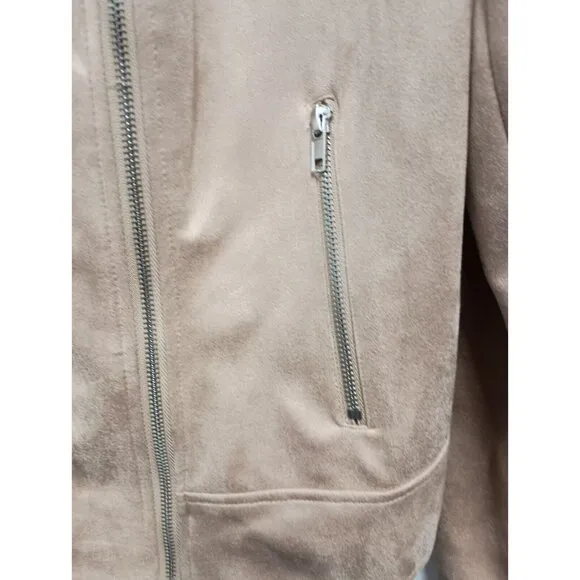 BB Dacota Steve Maden Womens Moto Jacket XXL Beige Faux Suede Streetwear New