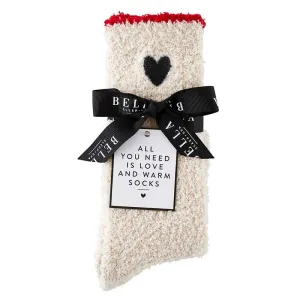 Bella Sleep   Spa - Cozy Socks - Red Trim   Black Heart