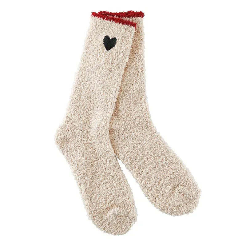 Bella Sleep   Spa - Cozy Socks - Red Trim   Black Heart