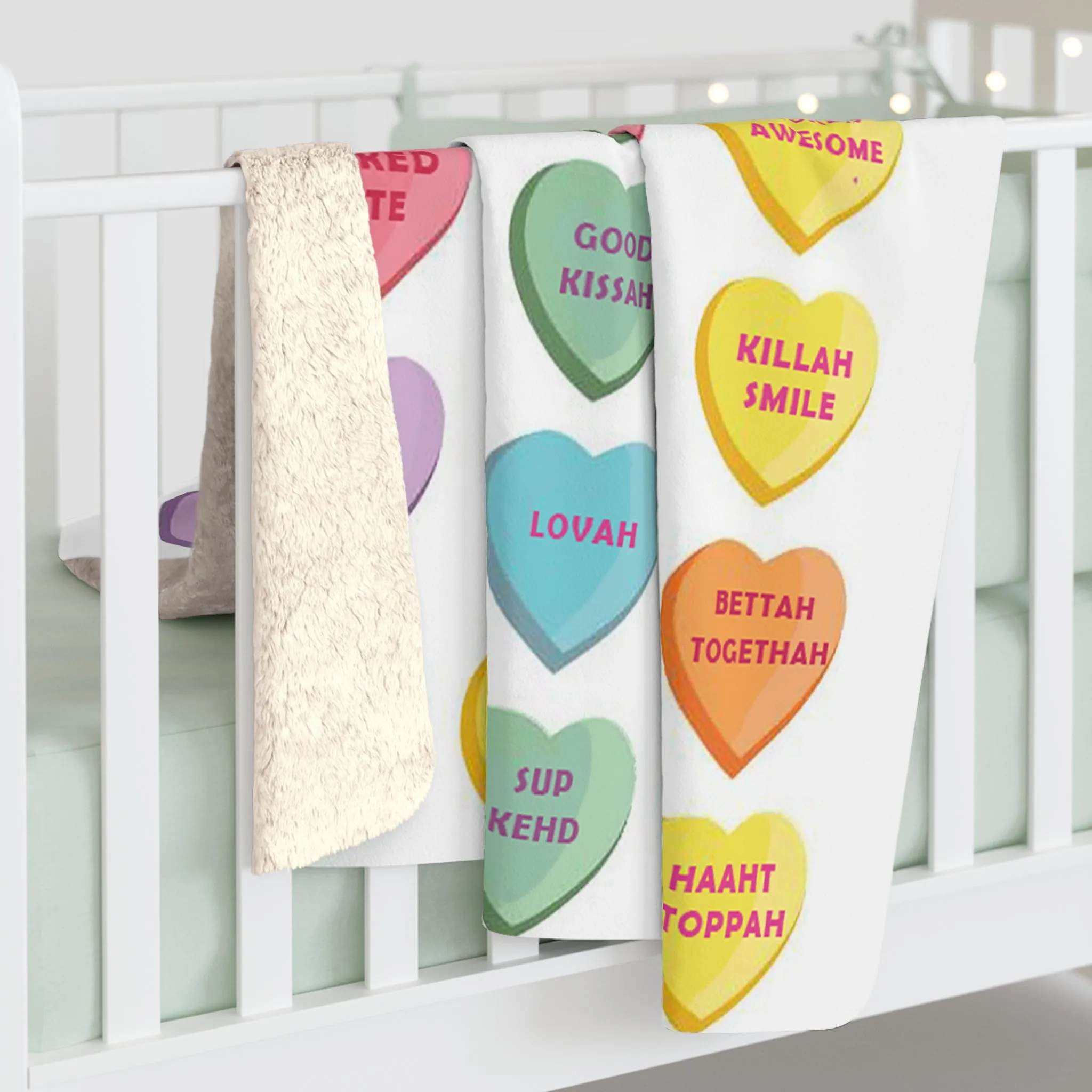 Boston Accent Candy Heart Sherpa Fleece Blanket