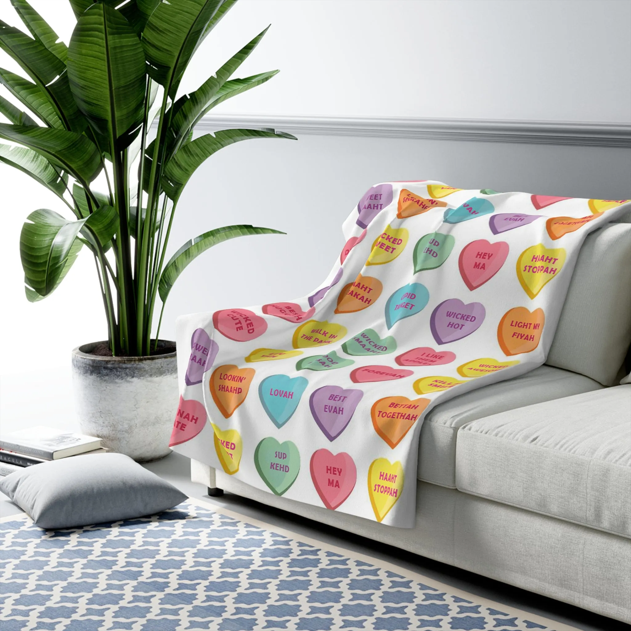 Boston Accent Candy Heart Sherpa Fleece Blanket