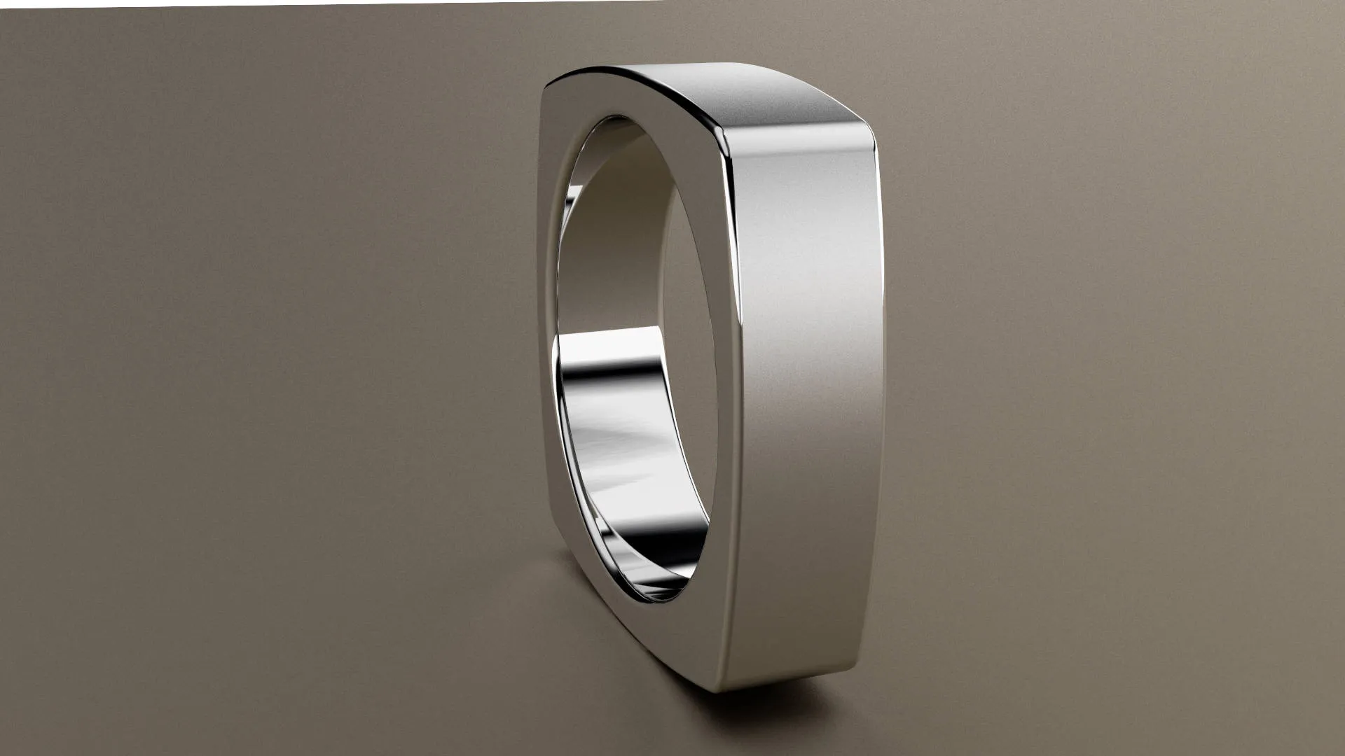 Brushed White Gold 6mm Euro Square Wedding Band