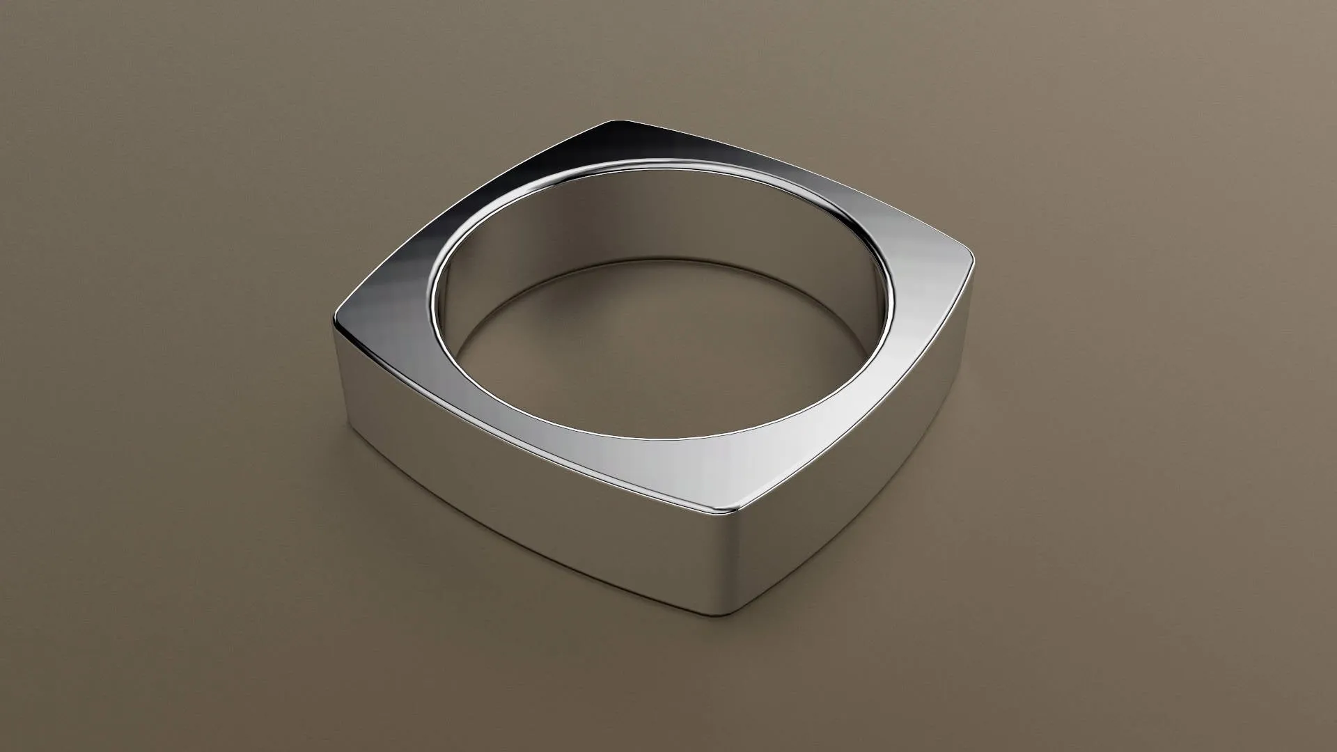 Brushed White Gold 6mm Euro Square Wedding Band