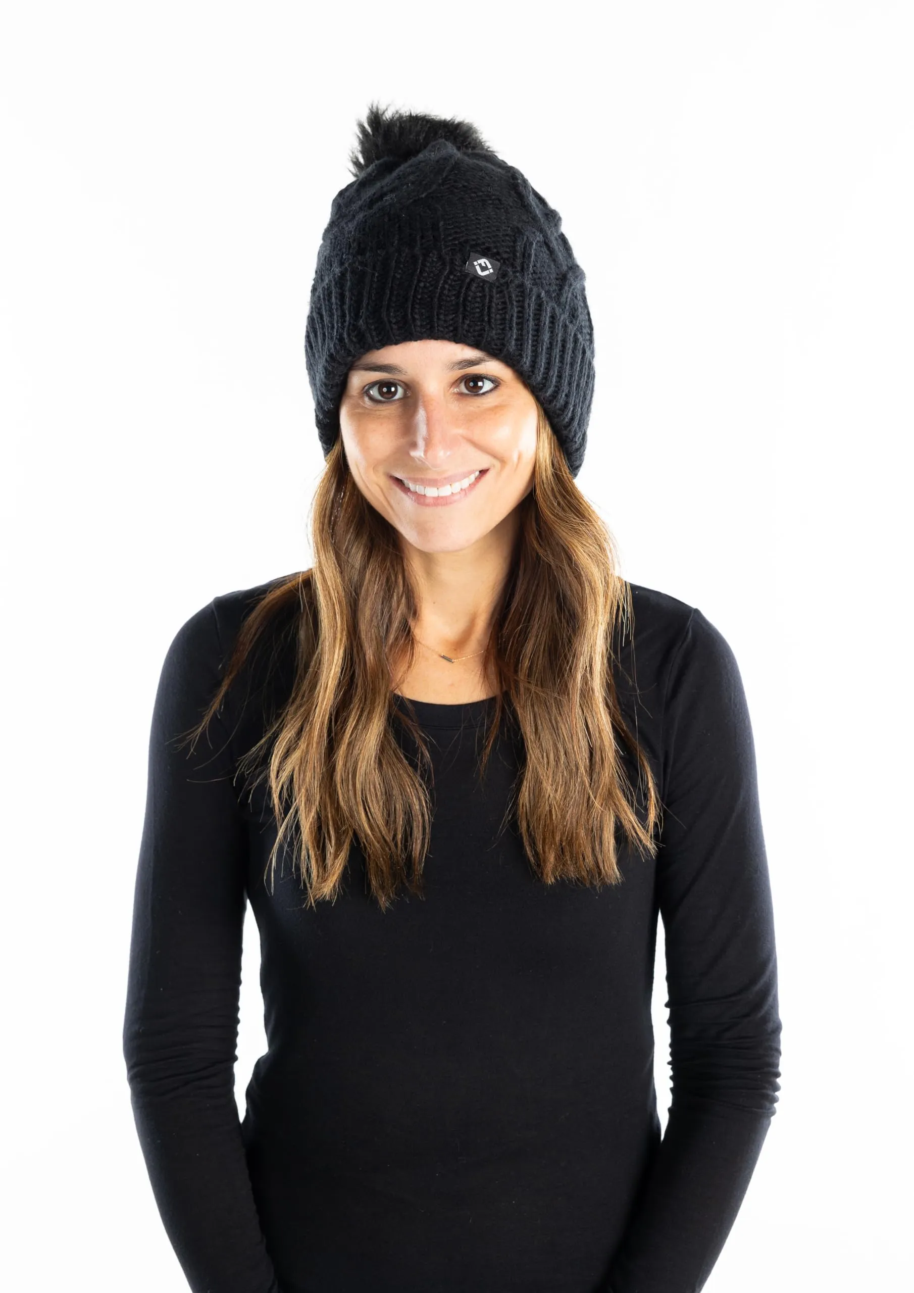 Cable Knit Oversized Faux Fur Pom Beanie by Funky Junque