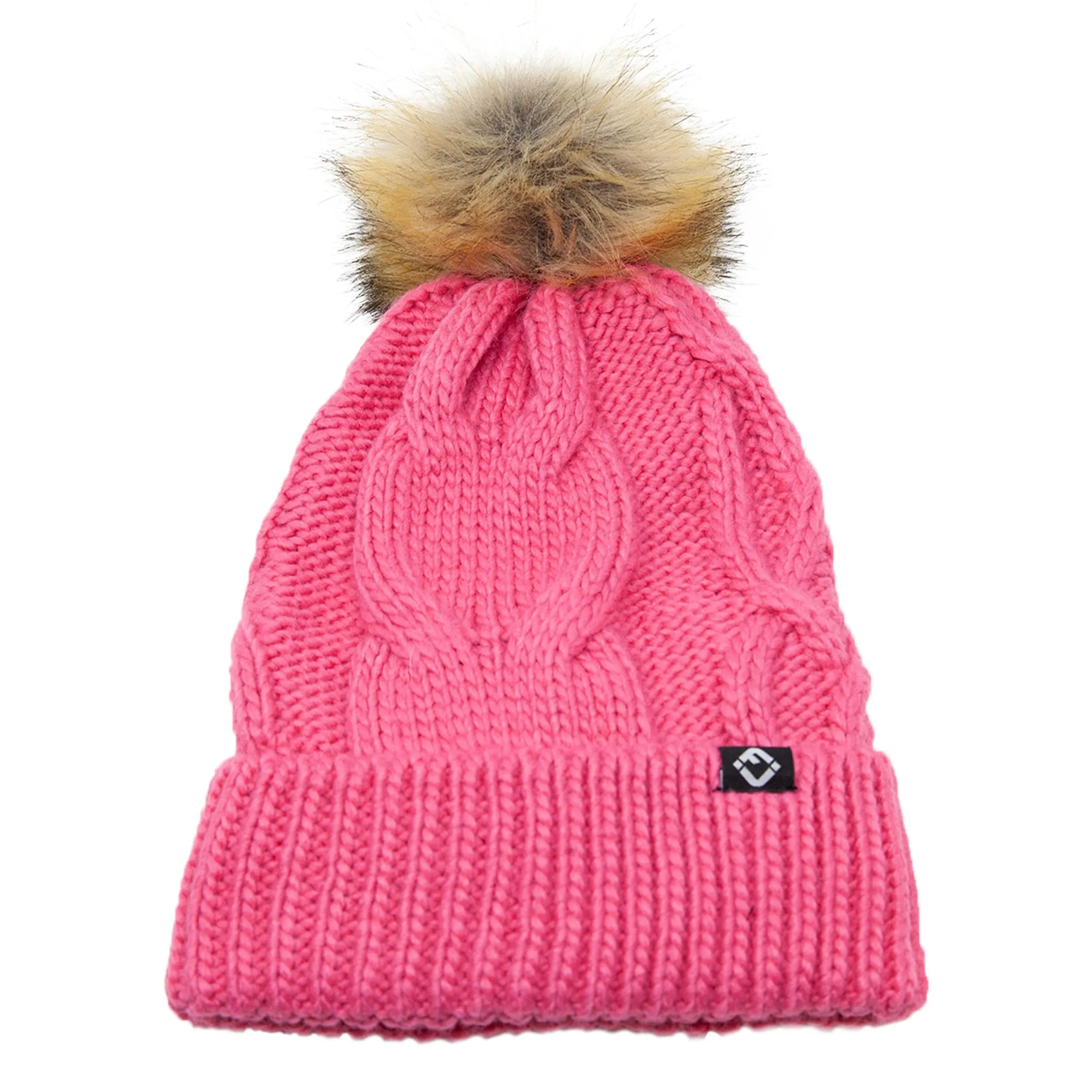 Cable Knit Oversized Faux Fur Pom Beanie by Funky Junque