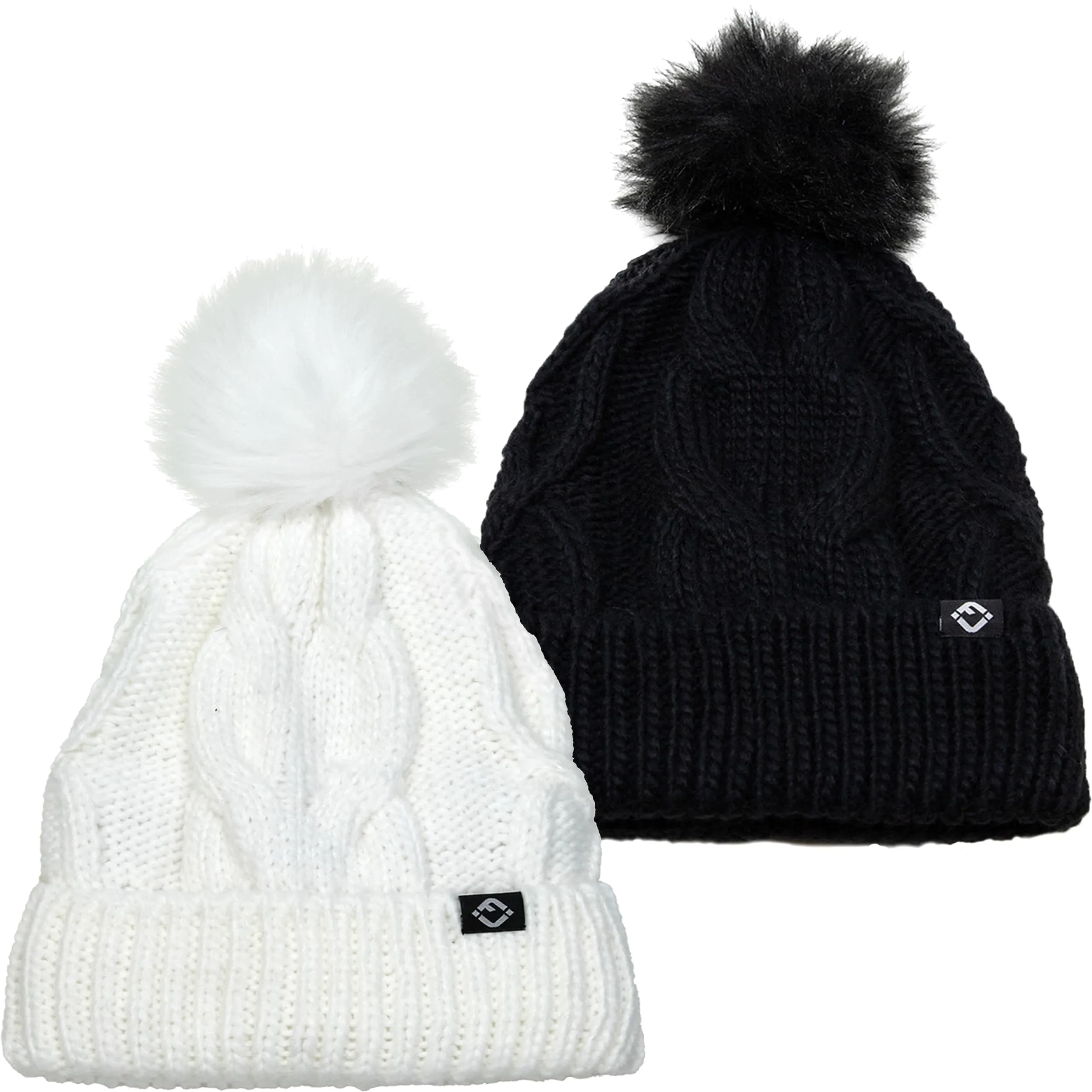 Cable Knit Oversized Faux Fur Pom Beanie by Funky Junque