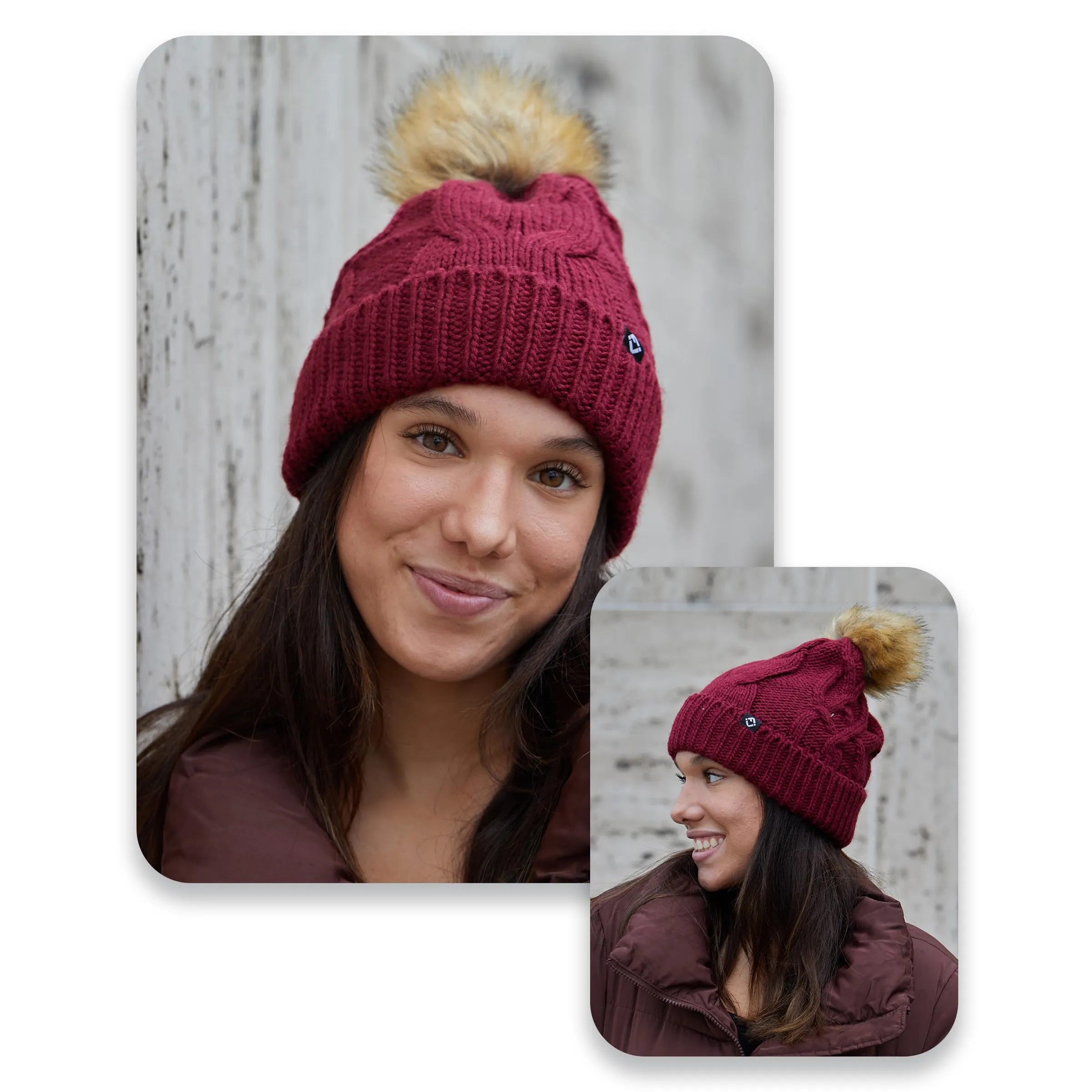 Cable Knit Oversized Faux Fur Pom Beanie by Funky Junque
