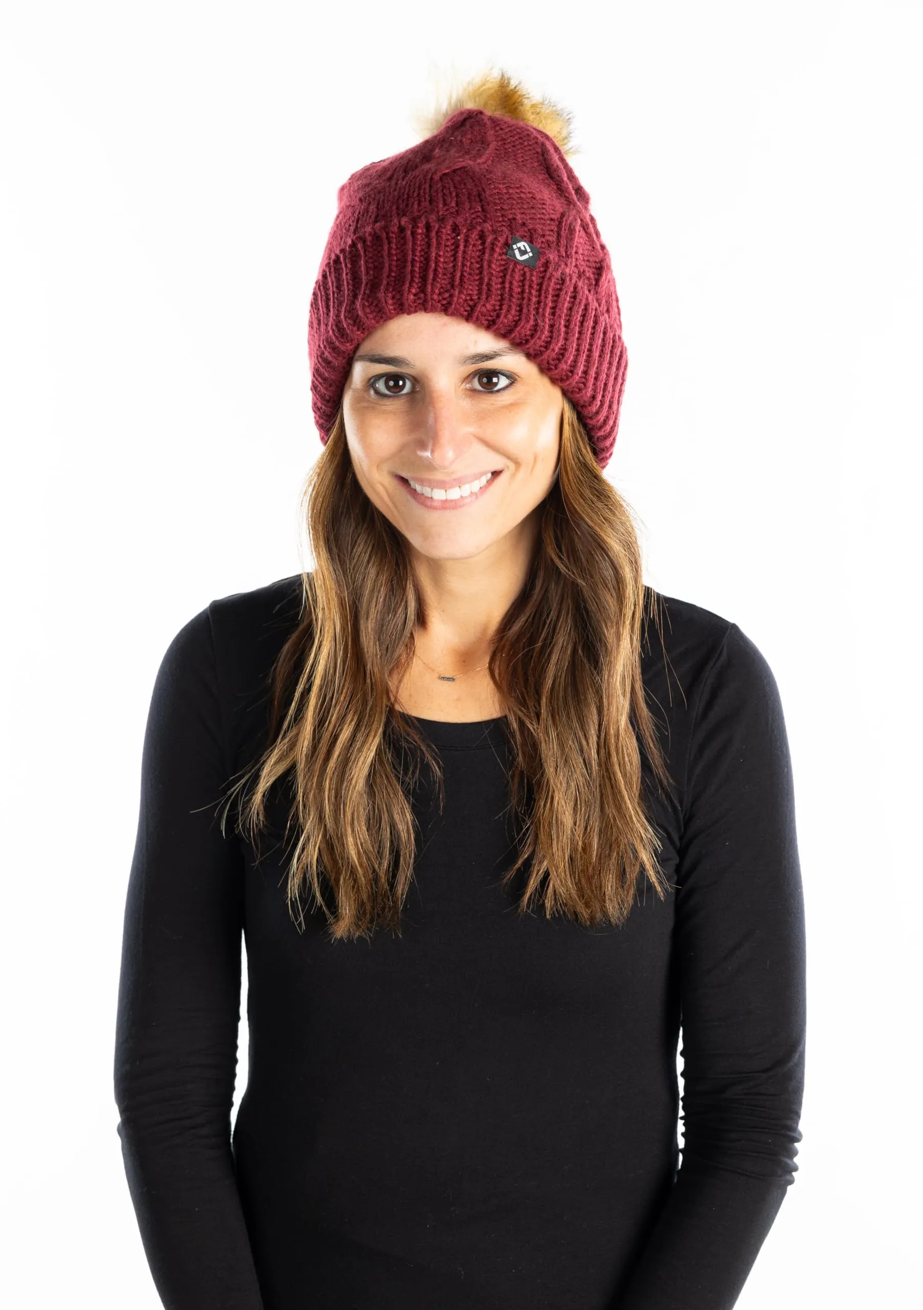 Cable Knit Oversized Faux Fur Pom Beanie by Funky Junque