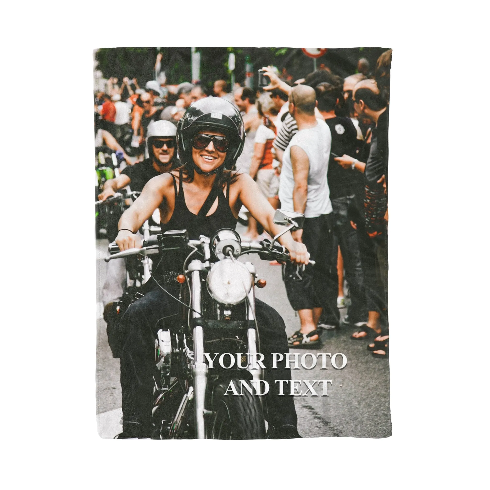 Custom Biker Photo & Text - Fleece Blanket