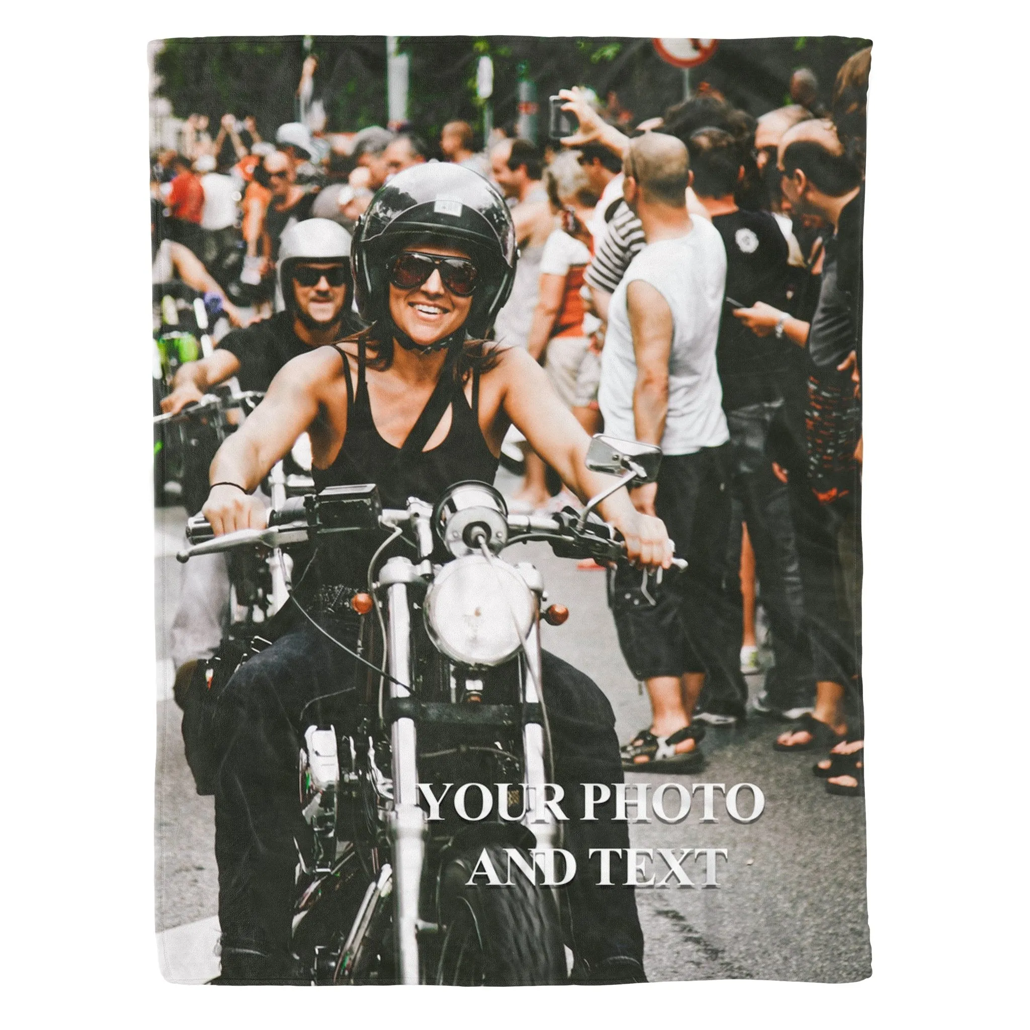 Custom Biker Photo & Text - Fleece Blanket
