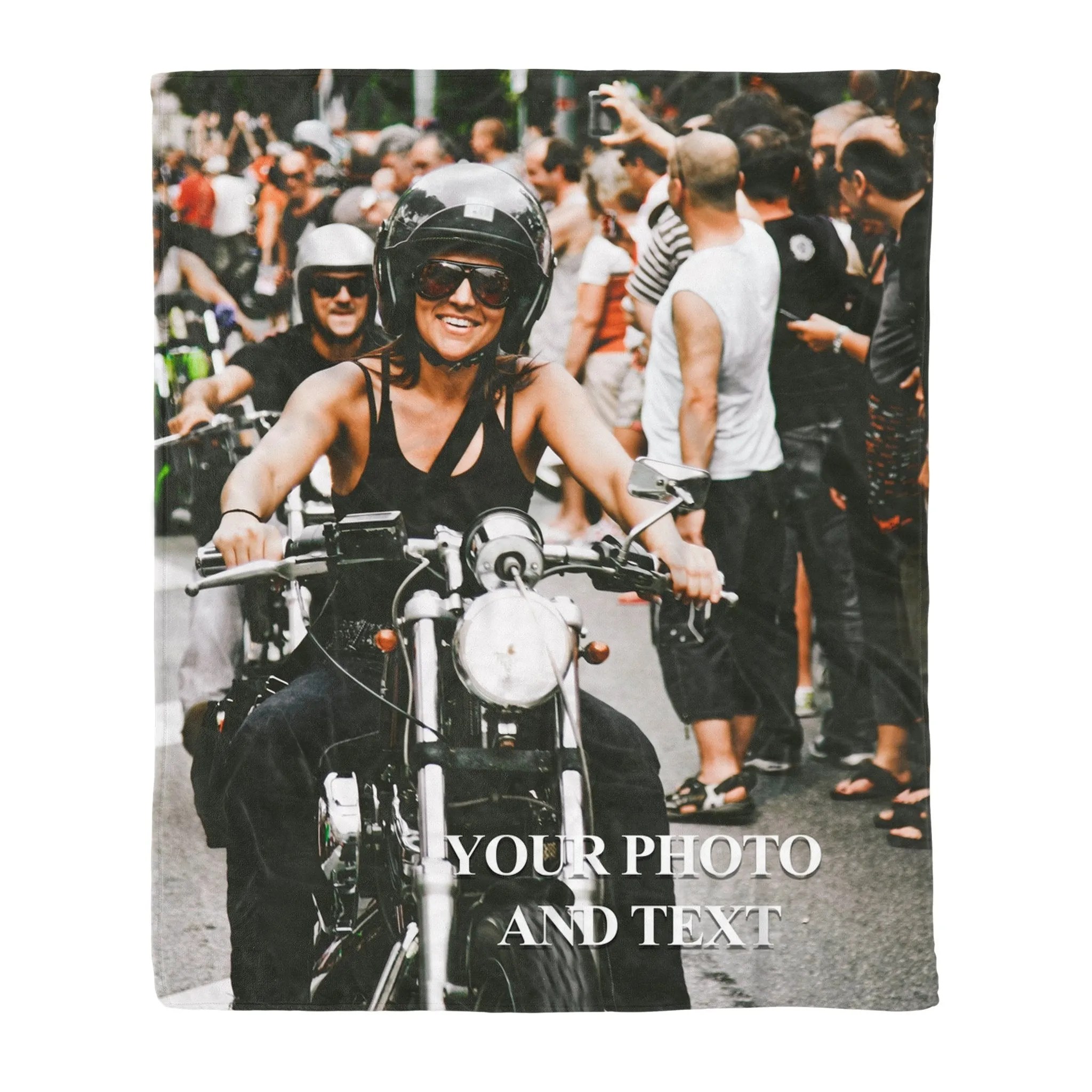 Custom Biker Photo & Text - Fleece Blanket