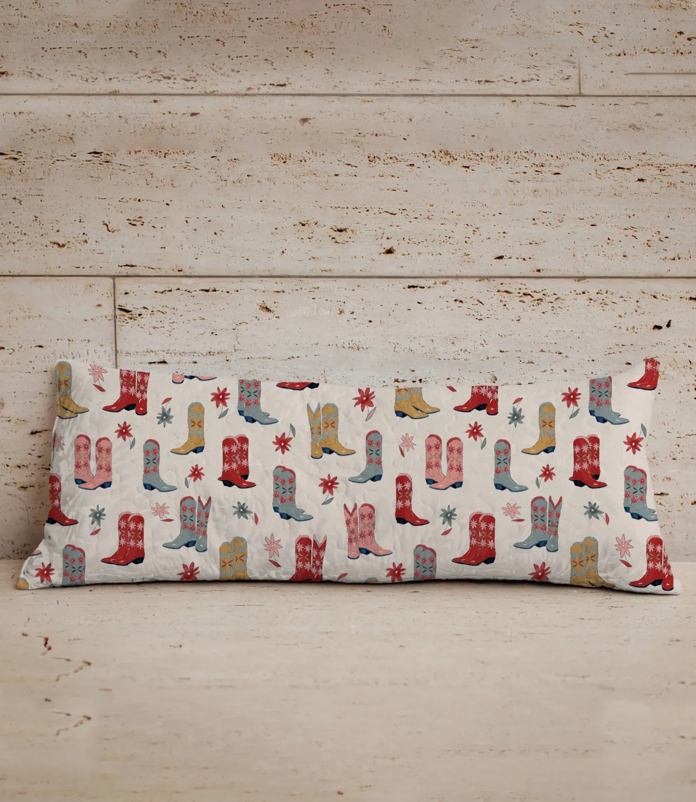 Daisy Boots Quilted Lumbar Pillow - Linen