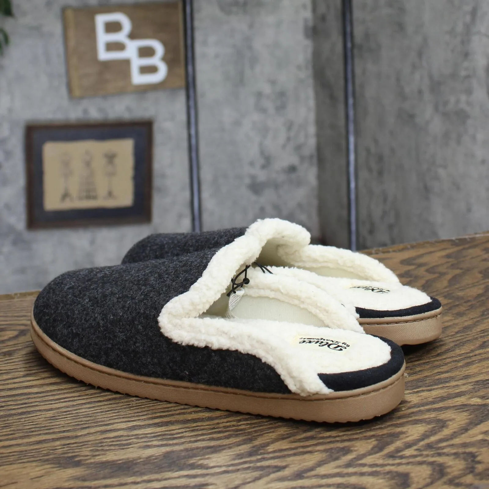 Dluxe By Dearfoams Womens Maci Felted Scuff Slippers 86802659 Black L