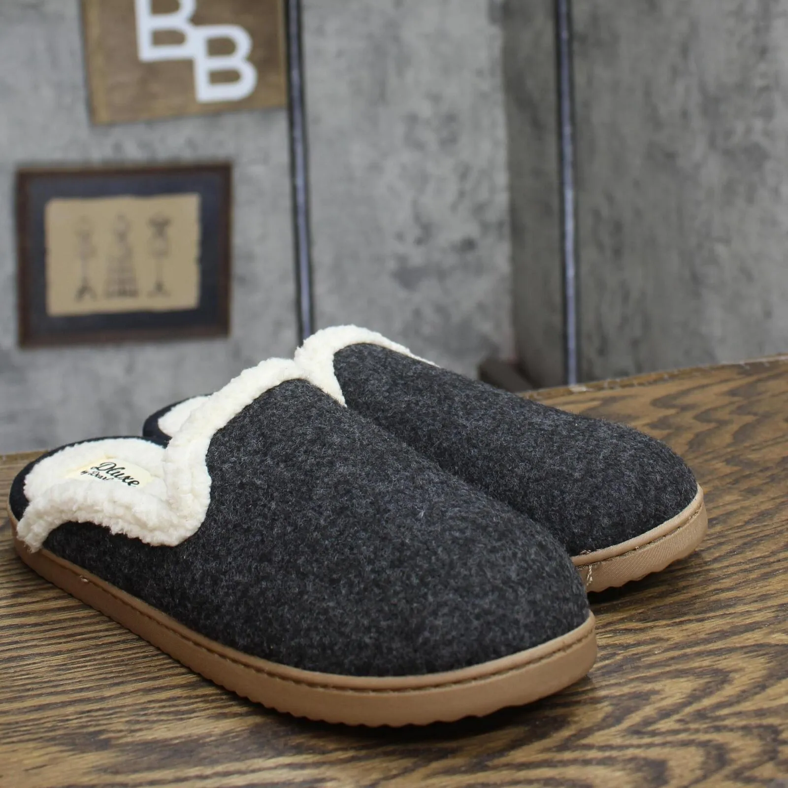 Dluxe By Dearfoams Womens Maci Felted Scuff Slippers 86802659 Black L
