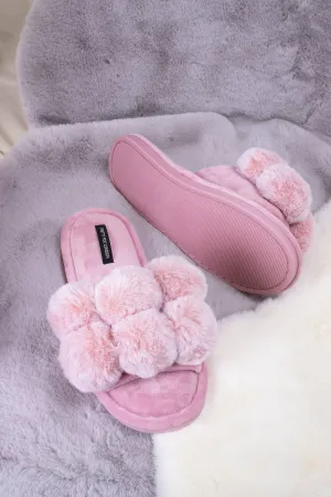Dolly Pom Pom Slippers in Pink
