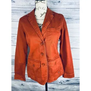 Eddie Bauer Jacket Womens 2p Long Sleeve Lapel Pockets Lightweight Orange