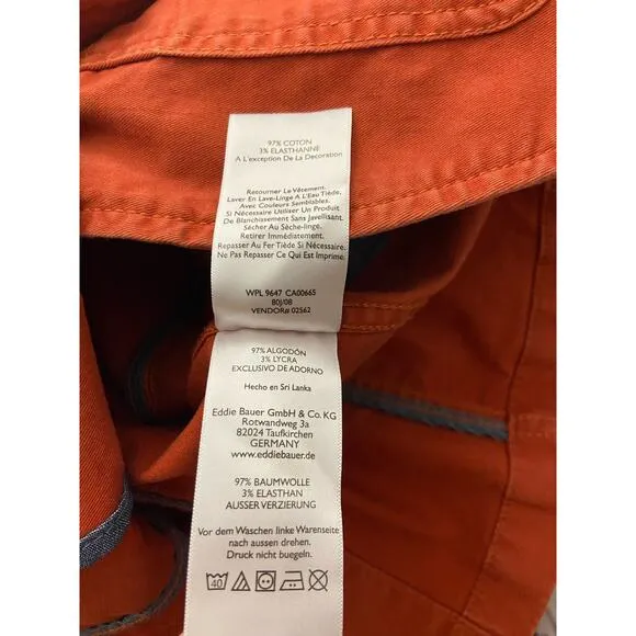 Eddie Bauer Jacket Womens 2p Long Sleeve Lapel Pockets Lightweight Orange