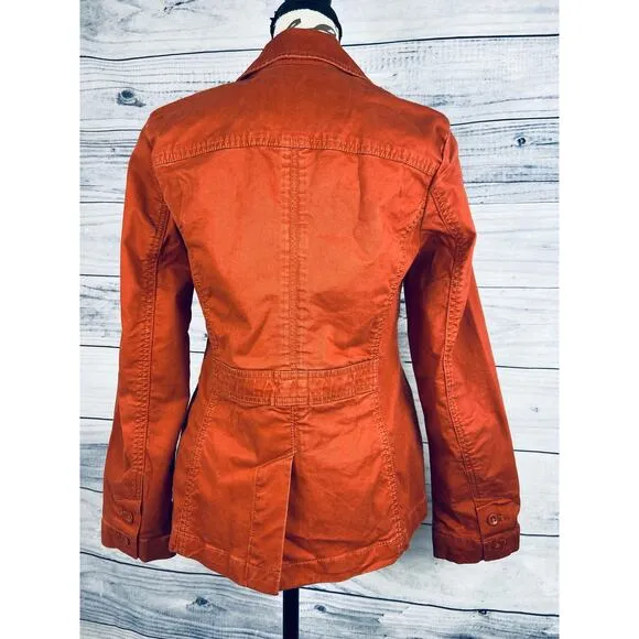 Eddie Bauer Jacket Womens 2p Long Sleeve Lapel Pockets Lightweight Orange