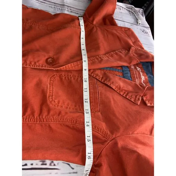 Eddie Bauer Jacket Womens 2p Long Sleeve Lapel Pockets Lightweight Orange