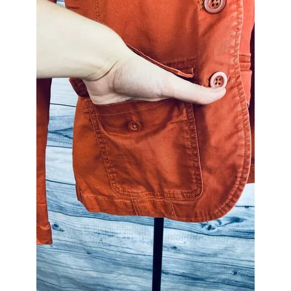 Eddie Bauer Jacket Womens 2p Long Sleeve Lapel Pockets Lightweight Orange