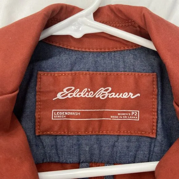Eddie Bauer Jacket Womens 2p Long Sleeve Lapel Pockets Lightweight Orange