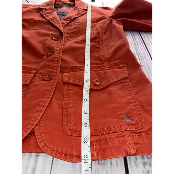 Eddie Bauer Jacket Womens 2p Long Sleeve Lapel Pockets Lightweight Orange