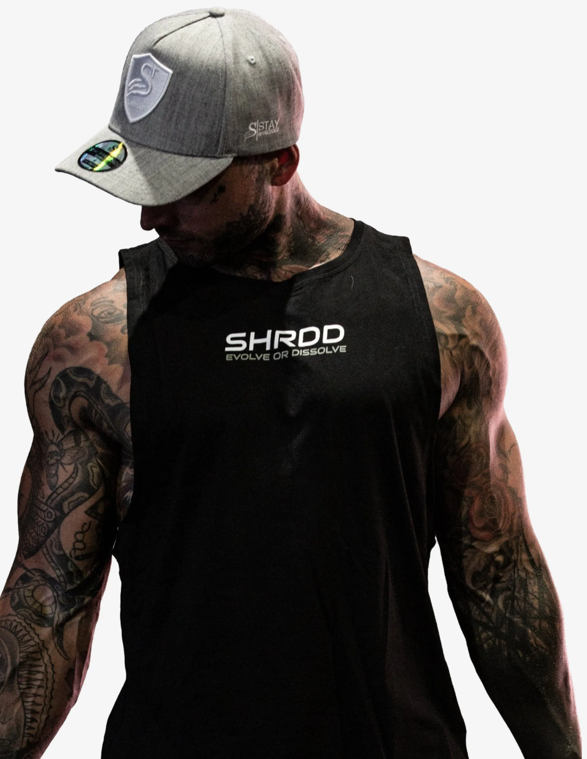 Evolve Longline Muscle Tanktop - Black/ White