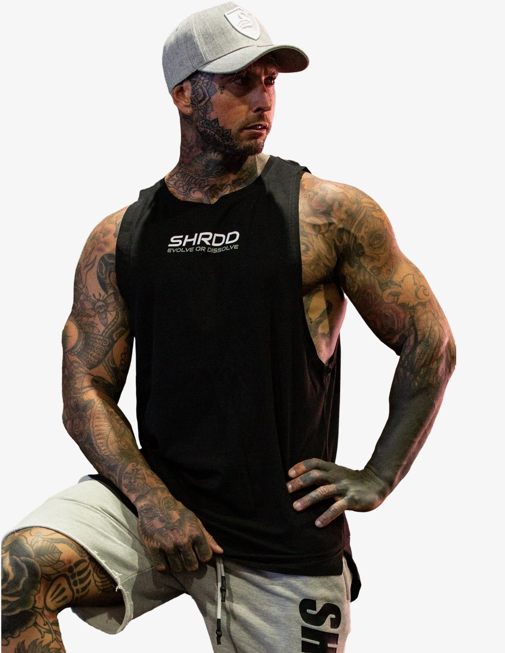 Evolve Longline Muscle Tanktop - Black/ White