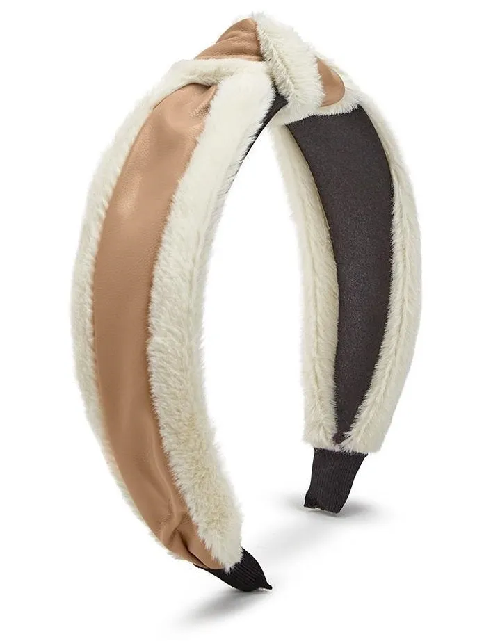 Faux Fur and Vegan Leather Knot Headband