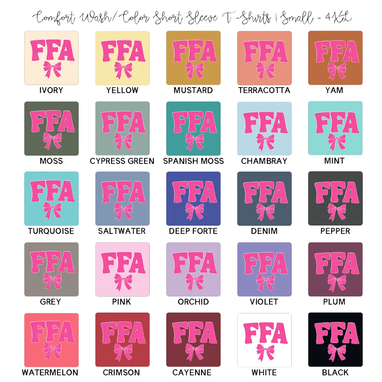 FFA Bow Pink ComfortWash/ComfortColor T-Shirt (S-4XL) - Multiple Colors!