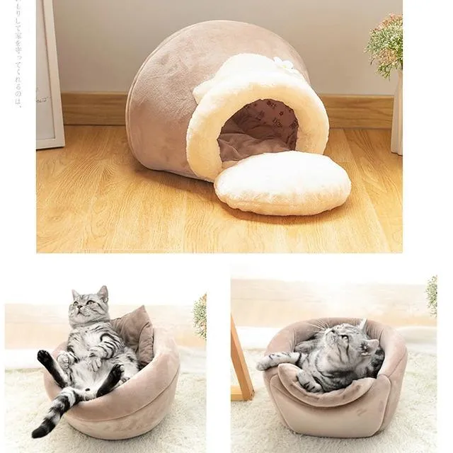 FluffNest™ | 3-in-1 Foldable Plush & Soft Cat Bed