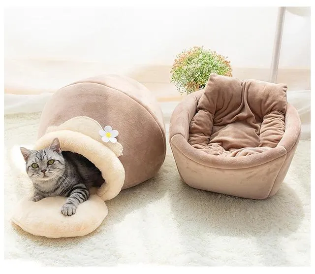 FluffNest™ | 3-in-1 Foldable Plush & Soft Cat Bed